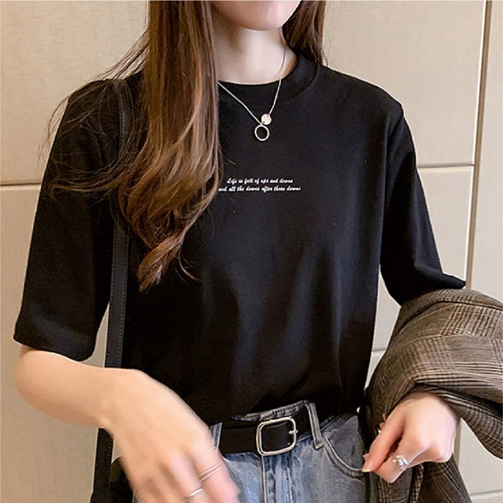 【JDUDS】韓系寬鬆字母圓領短袖上衣 短袖t恤 女裝 顯瘦上衣 衣服 寬鬆上衣 素T-細節圖4