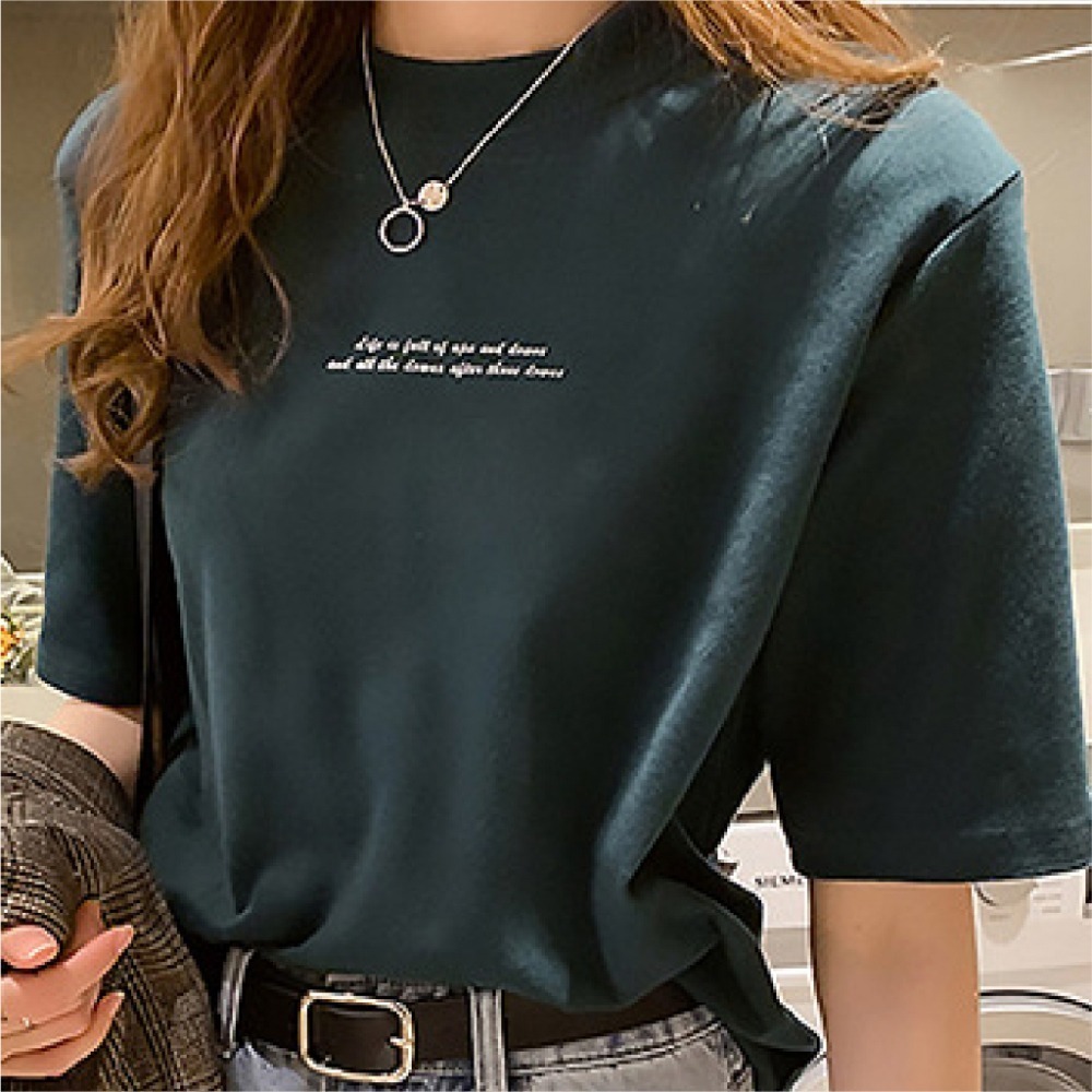 【JDUDS】韓系寬鬆字母圓領短袖上衣 短袖t恤 女裝 顯瘦上衣 衣服 寬鬆上衣 素T-細節圖5