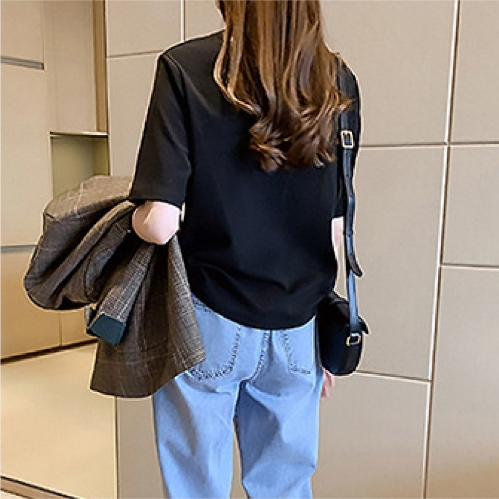 【JDUDS】韓系寬鬆字母圓領短袖上衣 短袖t恤 女裝 顯瘦上衣 衣服 寬鬆上衣 素T-細節圖6