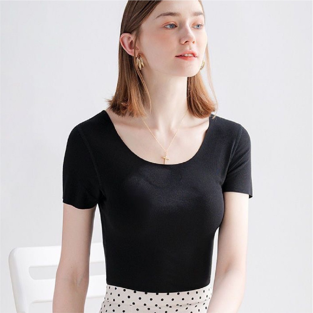 【JDUDS】女款圓領無痕冰絲短袖上衣 透氣舒適透心涼 涼感無痕上衣 夏天必備 修身 輕膚 性感-細節圖3