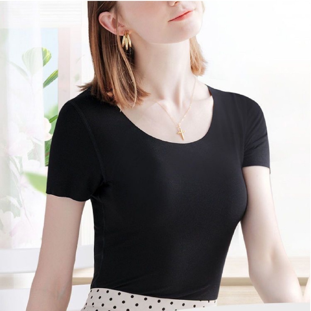 【JDUDS】女款圓領無痕冰絲短袖上衣 透氣舒適透心涼 涼感無痕上衣 夏天必備 修身 輕膚 性感-細節圖4