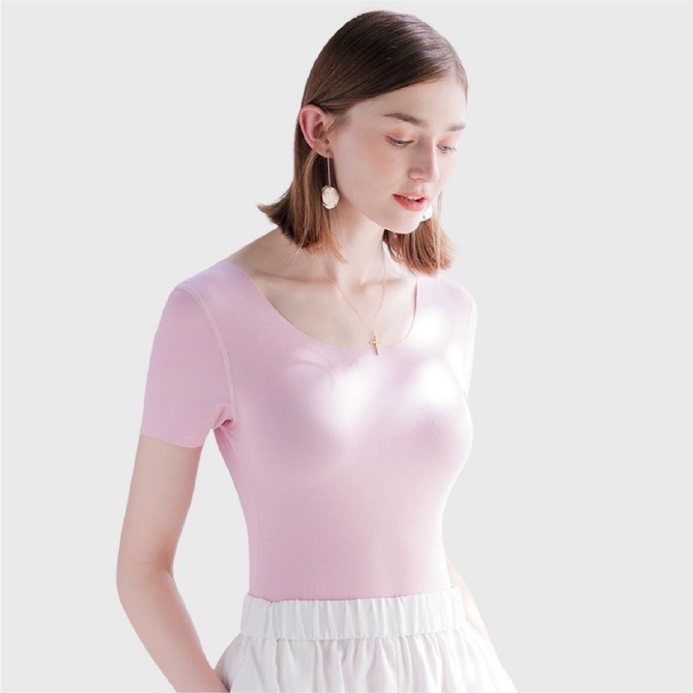 【JDUDS】女款圓領無痕冰絲短袖上衣 透氣舒適透心涼 涼感無痕上衣 夏天必備 修身 輕膚 性感-細節圖6