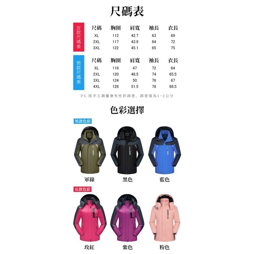 【JDUDS】專櫃級禦寒男女衝鋒外套 加絨保暖 多色任選-細節圖3