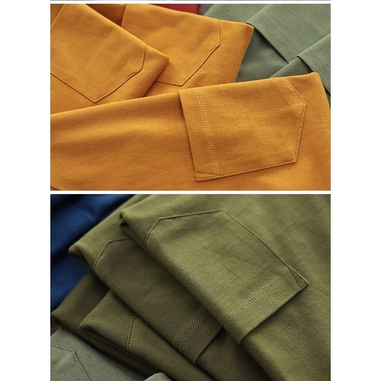 【JDUDS】《台灣製》大口袋寬版T恤 寬鬆T恤 T恤 短T 素T 口袋T 落肩 五分袖-細節圖6