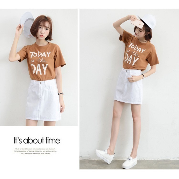 【JDUDS】高腰A字裙包臀 牛仔半身裙短裙牛仔傘裙女 學院風  顯瘦 韓版 顯瘦-細節圖4