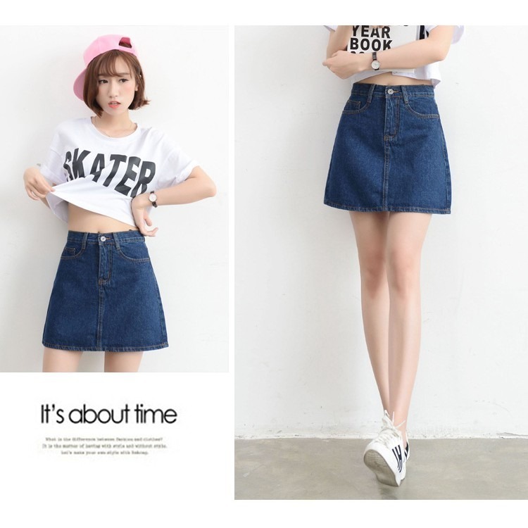 【JDUDS】高腰A字裙包臀 牛仔半身裙短裙牛仔傘裙女 學院風  顯瘦 韓版 顯瘦-細節圖6