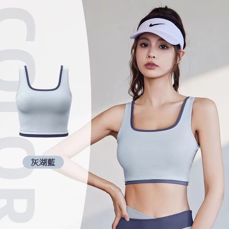 【JDUDS】鑲邊拚色運動背心 瑜珈背心 美背運動背心 一體成形運動背心-細節圖2