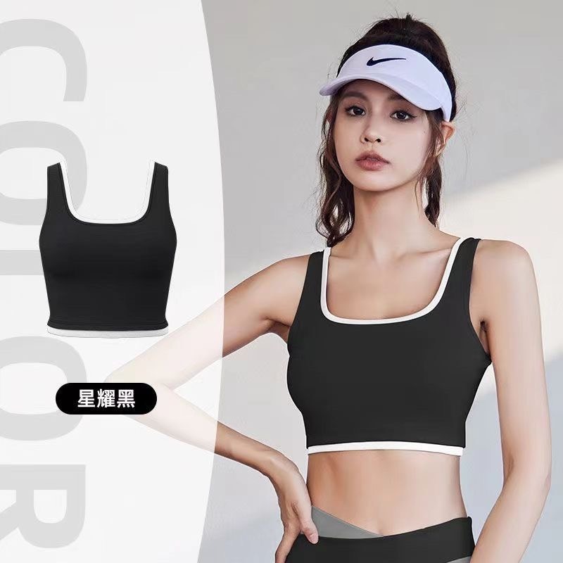 【JDUDS】鑲邊拚色運動背心 瑜珈背心 美背運動背心 一體成形運動背心-細節圖4