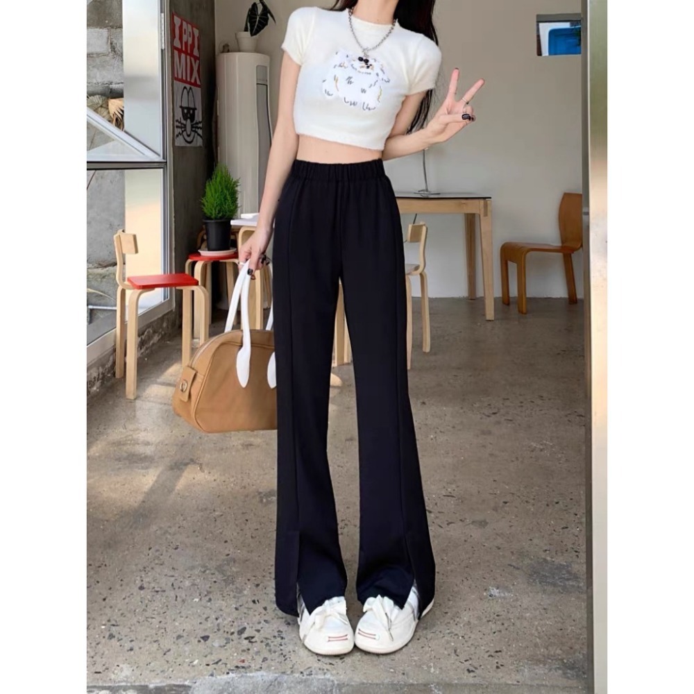 【JDUDS】韓版時尚開叉闊腿褲 開叉高腰長褲 直筒高腰褲 落地褲 高腰顯瘦休閒長褲-規格圖9