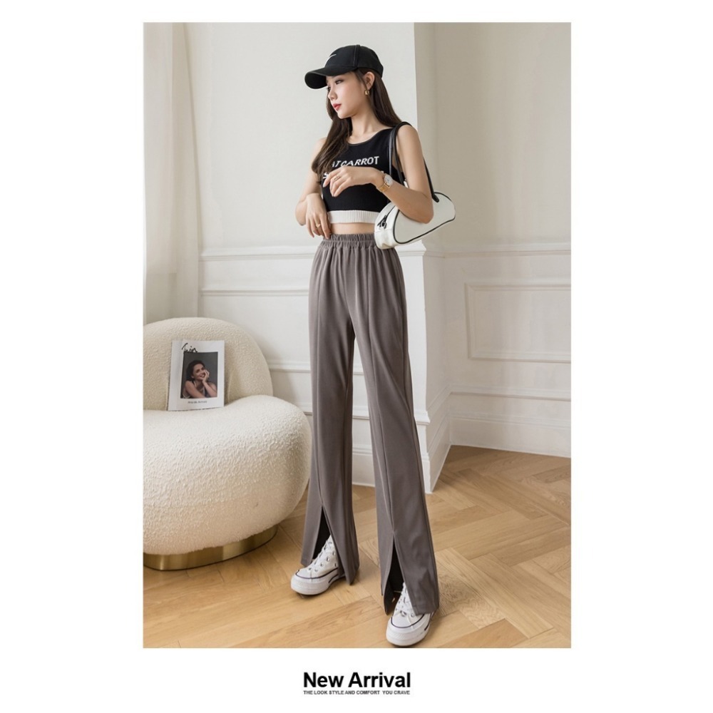 【JDUDS】韓版時尚開叉闊腿褲 開叉高腰長褲 直筒高腰褲 落地褲 高腰顯瘦休閒長褲-規格圖9