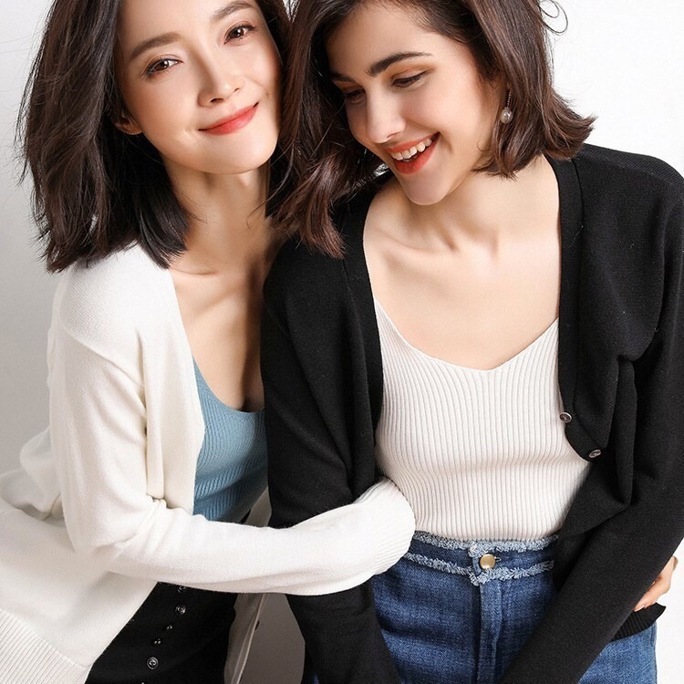 【JDUDS】百搭親膚仿羊绒衫針織外套 100%舒適V領針織外套 長袖 包心紗 外套毛衣外套-細節圖8