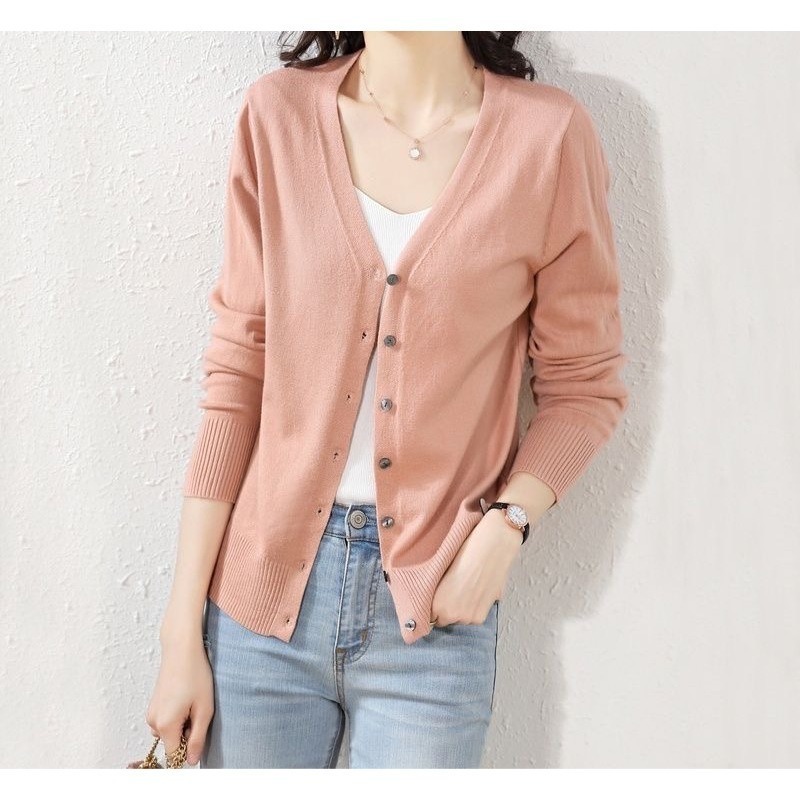 【JDUDS】百搭親膚仿羊绒衫針織外套 100%舒適V領針織外套 長袖 包心紗 外套毛衣外套-規格圖9