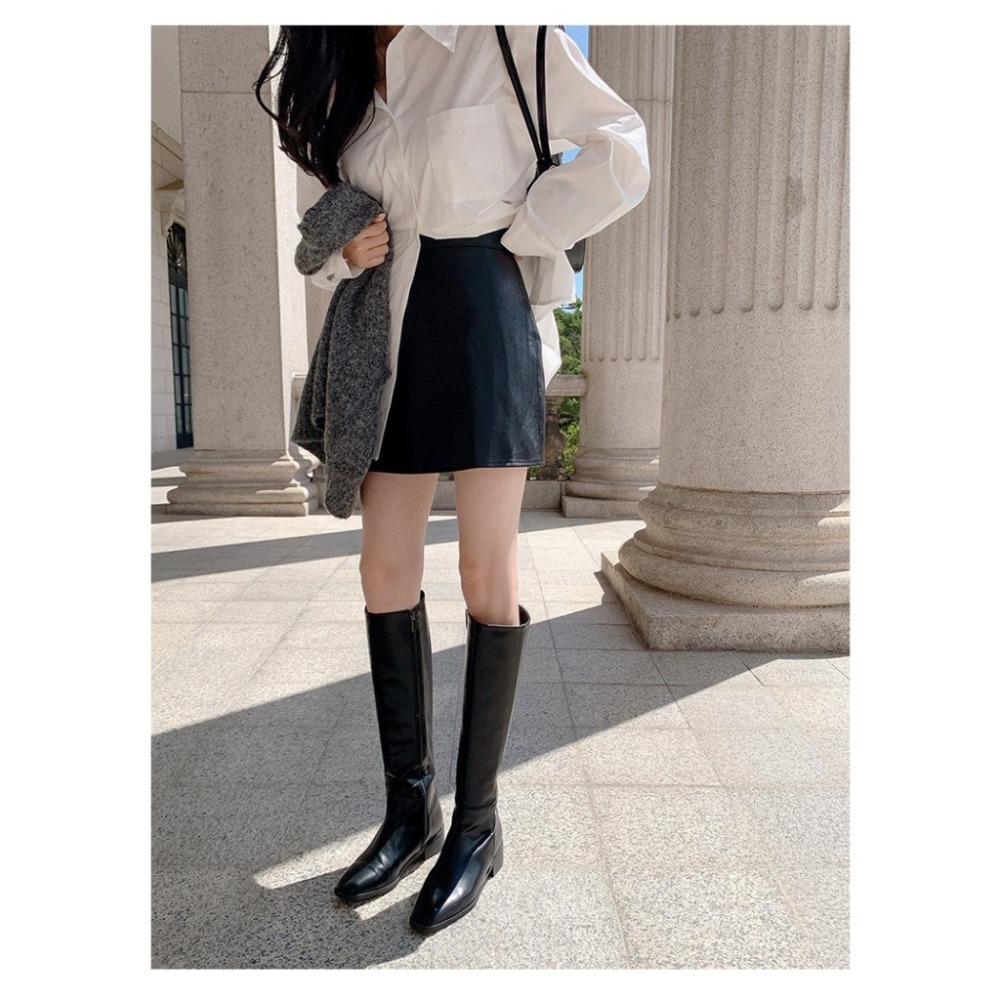 【JDUDS】韓系白色長袖襯衫 學生風格長袖白襯衫  中長版白襯衫 鈕扣白襯衫-細節圖2