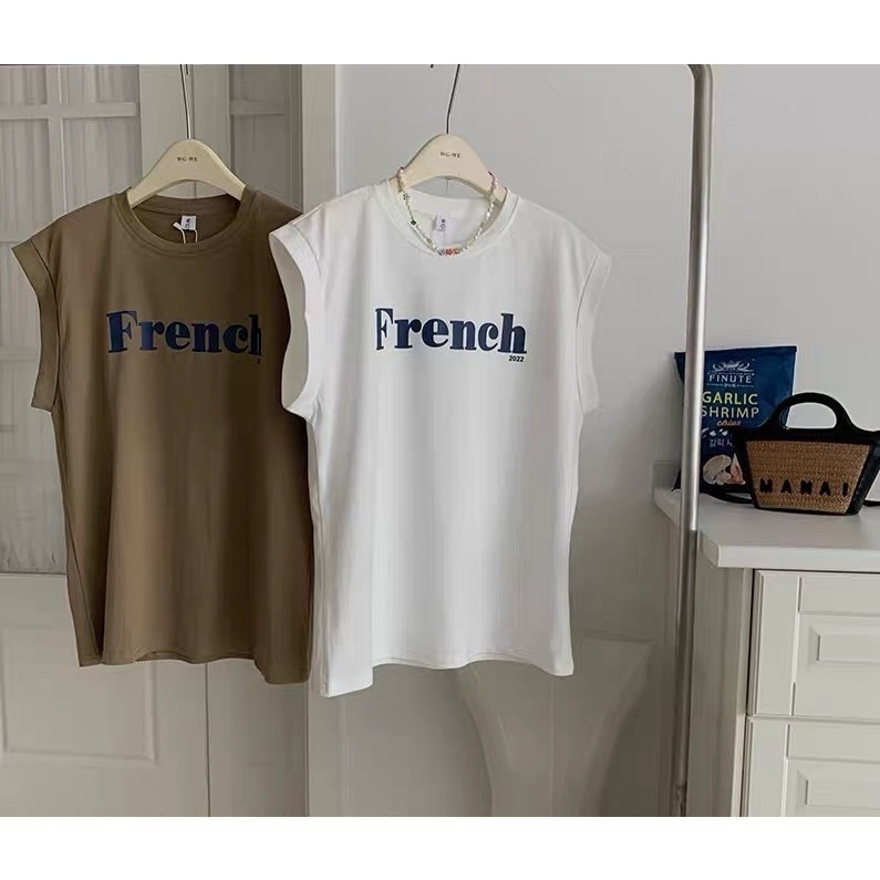 【JDUDS】 字母設計感捲邊落肩 飛飛袖短袖 T恤 寬鬆捲邊中長版上衣  飛飛袖-細節圖8