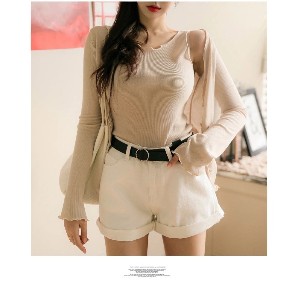 【JDUDS】捲邊牛仔短褲 牛仔褲 寬鬆大碼衣著褲子韓版熱褲顯瘦-細節圖6