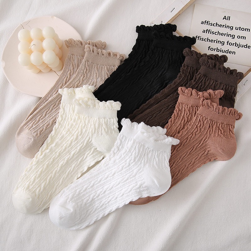 【JDUDS】 氣質日系麻花襪   素色麻花短襪  木耳邊氣質麻花襪 襪子 女襪-細節圖4