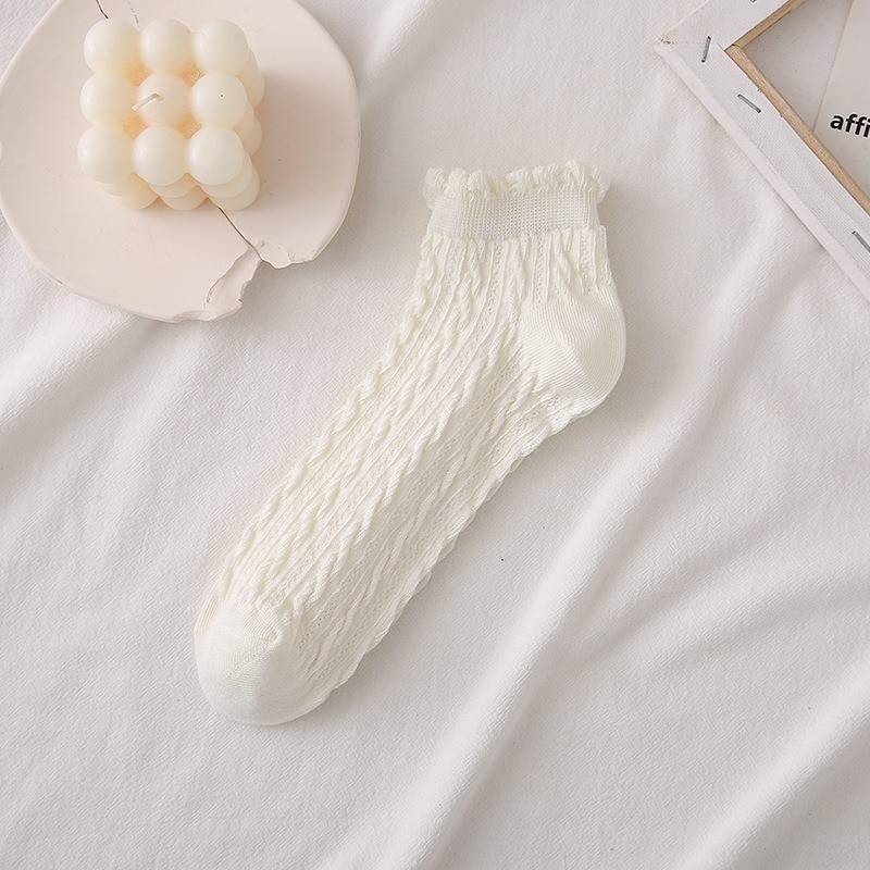 【JDUDS】 氣質日系麻花襪   素色麻花短襪  木耳邊氣質麻花襪 襪子 女襪-規格圖9