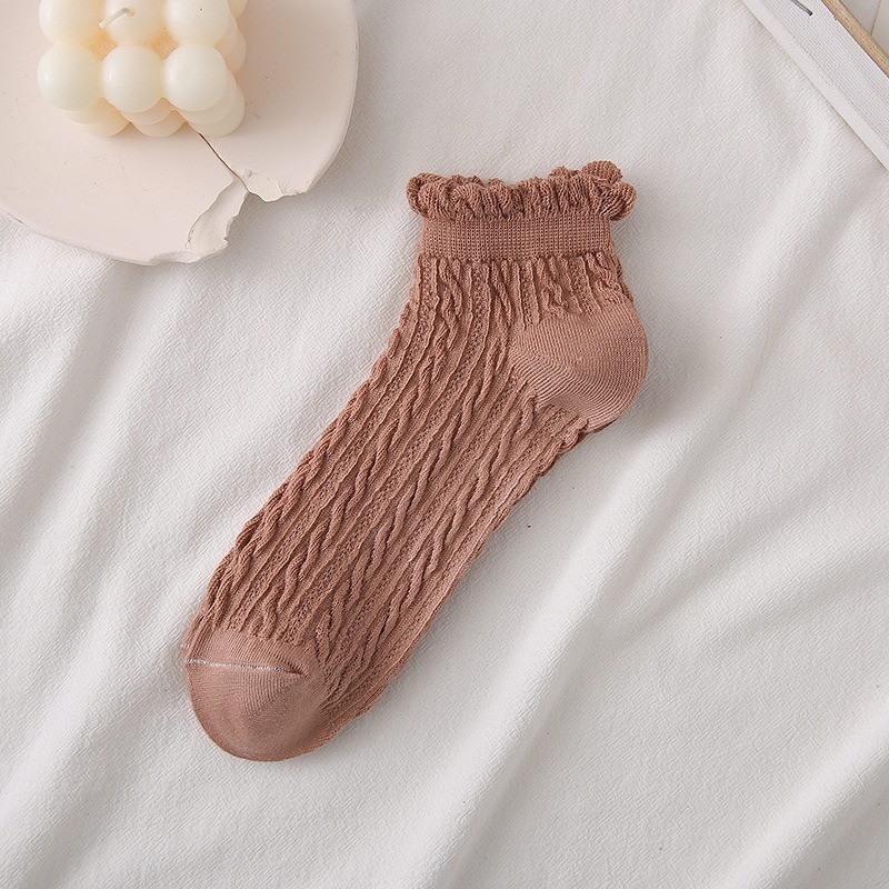 【JDUDS】 氣質日系麻花襪   素色麻花短襪  木耳邊氣質麻花襪 襪子 女襪-規格圖9