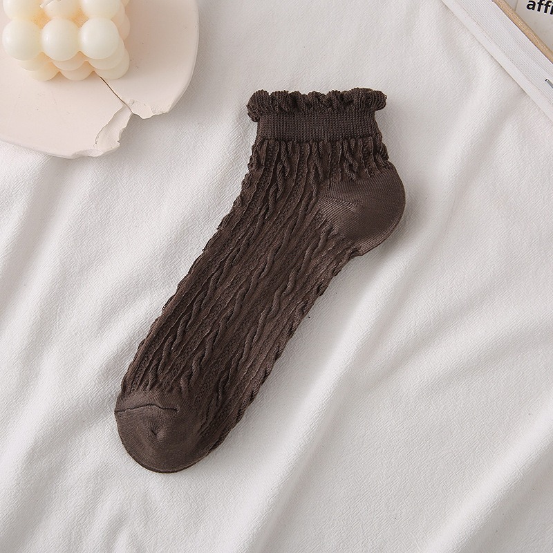 【JDUDS】 氣質日系麻花襪   素色麻花短襪  木耳邊氣質麻花襪 襪子 女襪-規格圖9