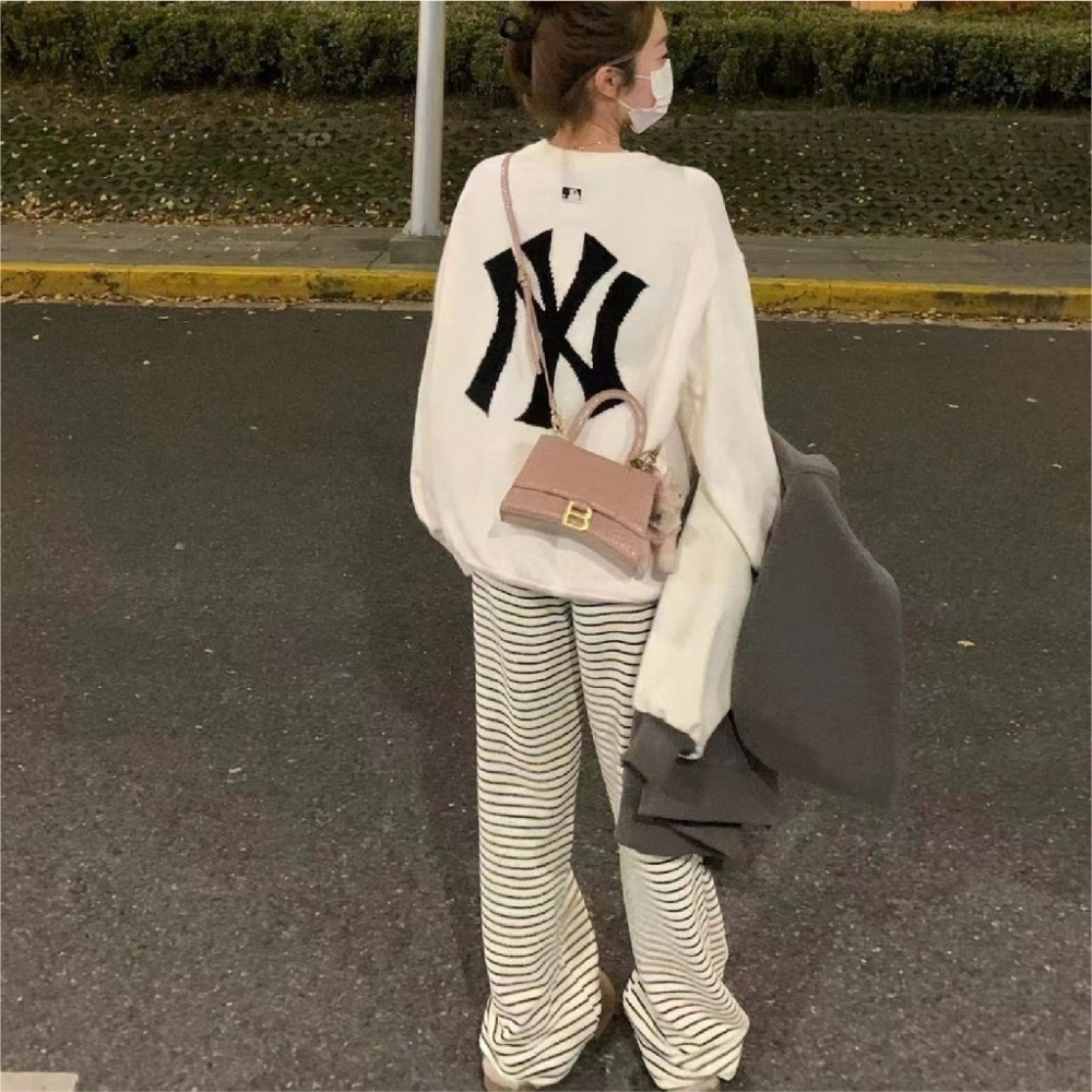 【JDUDS】黑白條紋闊腿褲  垂感溜灣褲 慵懶風格落地褲 黑白條紋長褲 黑白條紋褲 黑白條紋寬鬆褲 綁繩黑白條紋褲-細節圖8