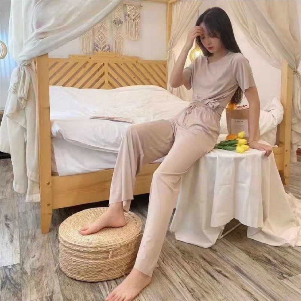 【JDUDS】夏季薄款軟糯涼感素色家居服套裝 2件式睡衣 2件式懶人睡衣 涼感家居服睡衣 慵懶風格居服套裝-細節圖7