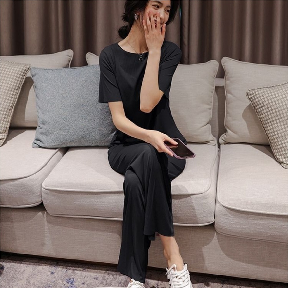 【JDUDS】夏季薄款軟糯涼感素色家居服套裝 2件式睡衣 2件式懶人睡衣 涼感家居服睡衣 慵懶風格居服套裝-規格圖9