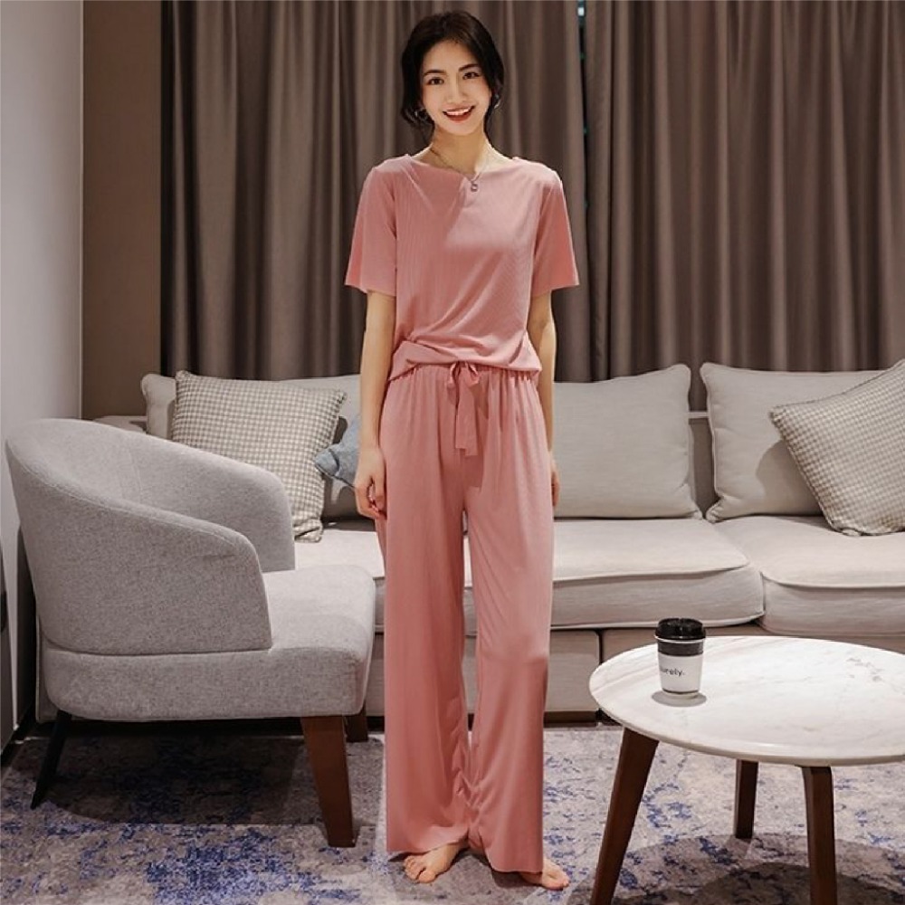 【JDUDS】夏季薄款軟糯涼感素色家居服套裝 2件式睡衣 2件式懶人睡衣 涼感家居服睡衣 慵懶風格居服套裝-規格圖9