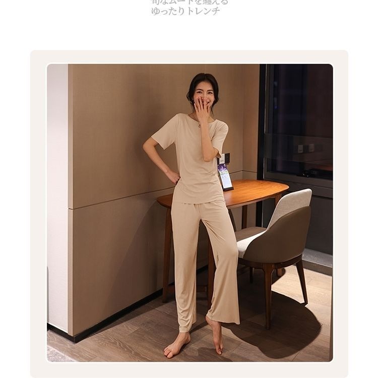 【JDUDS】夏季薄款軟糯涼感素色家居服套裝 2件式睡衣 2件式懶人睡衣 涼感家居服睡衣 慵懶風格居服套裝-規格圖9