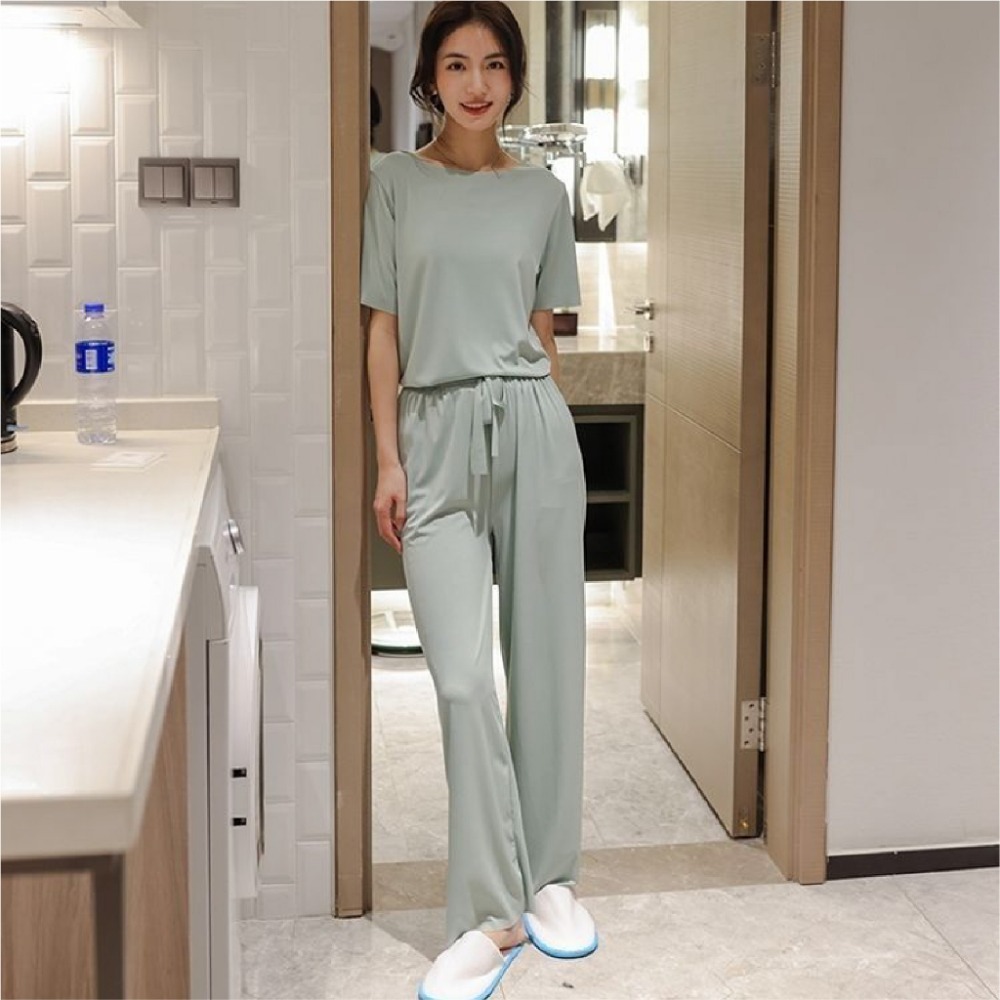 【JDUDS】夏季薄款軟糯涼感素色家居服套裝 2件式睡衣 2件式懶人睡衣 涼感家居服睡衣 慵懶風格居服套裝-規格圖9