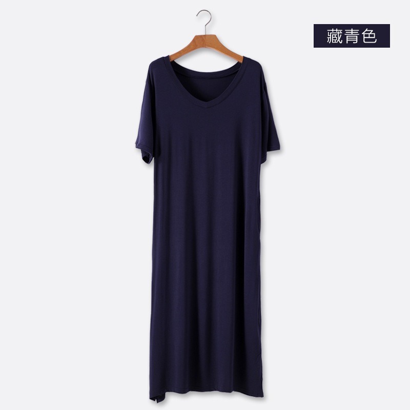 【JDUDS】大尺碼 V領連身裙 超柔材質 極度舒適 睡衣 連身裙 居家 休閒 莫代爾-規格圖9