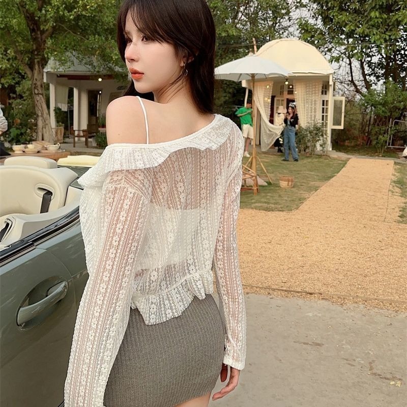 【JDUDS】新款法式蕾絲罩衫  性感小披肩 摟空感罩衫 空調罩衫 防曬罩衫-細節圖4