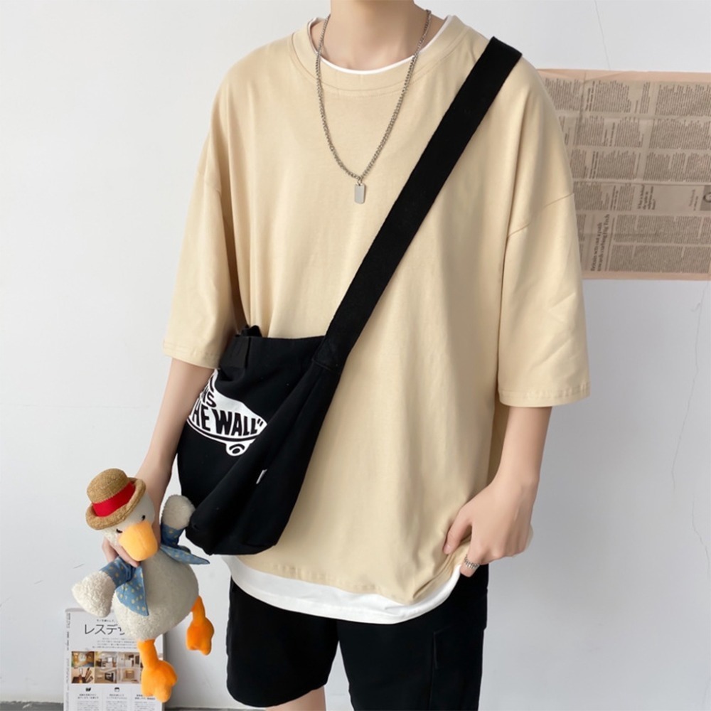 【JDUDS】 潮流假兩件寬鬆慵懶風日系T恤 潮流素色寬鬆短袖上衣 假兩件短袖 假兩件日式T恤 INS款 日系原宿風-規格圖9