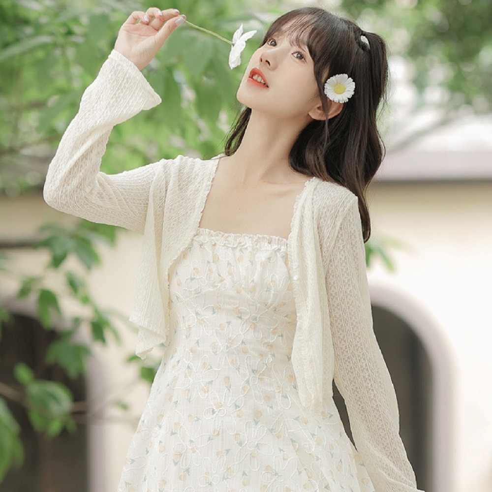 【JDUDS】氣質仙女鈕扣鏤空披肩罩衫 輕薄小外套披肩罩衫 短版小外套-細節圖3