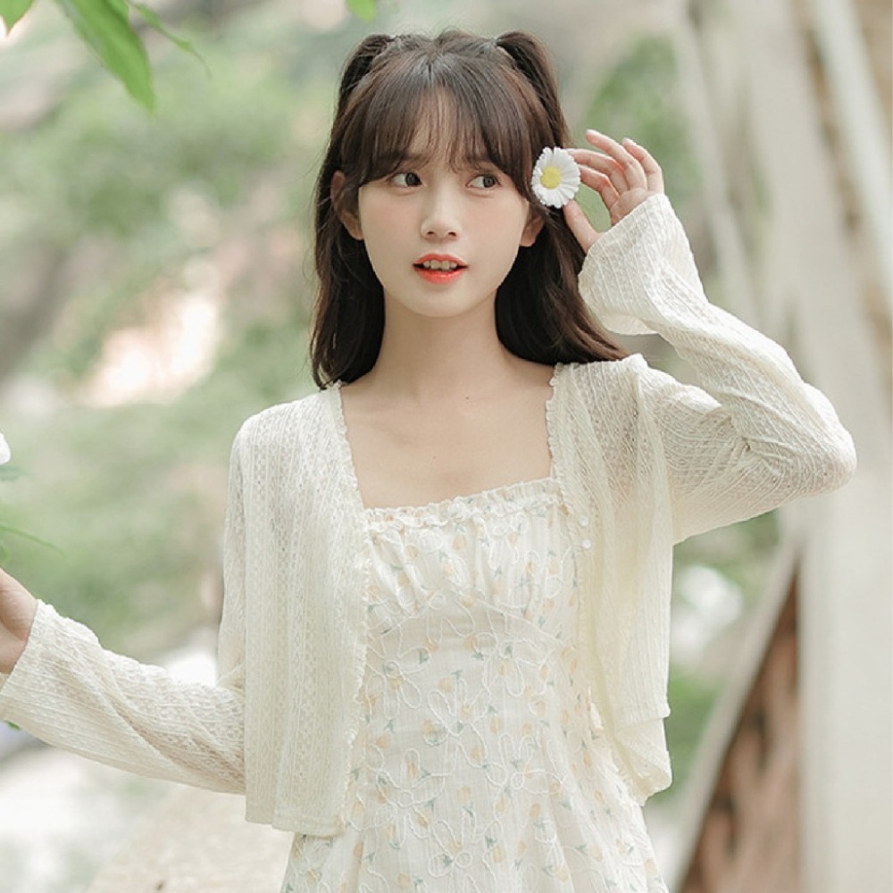 【JDUDS】氣質仙女鈕扣鏤空披肩罩衫 輕薄小外套披肩罩衫 短版小外套-細節圖6