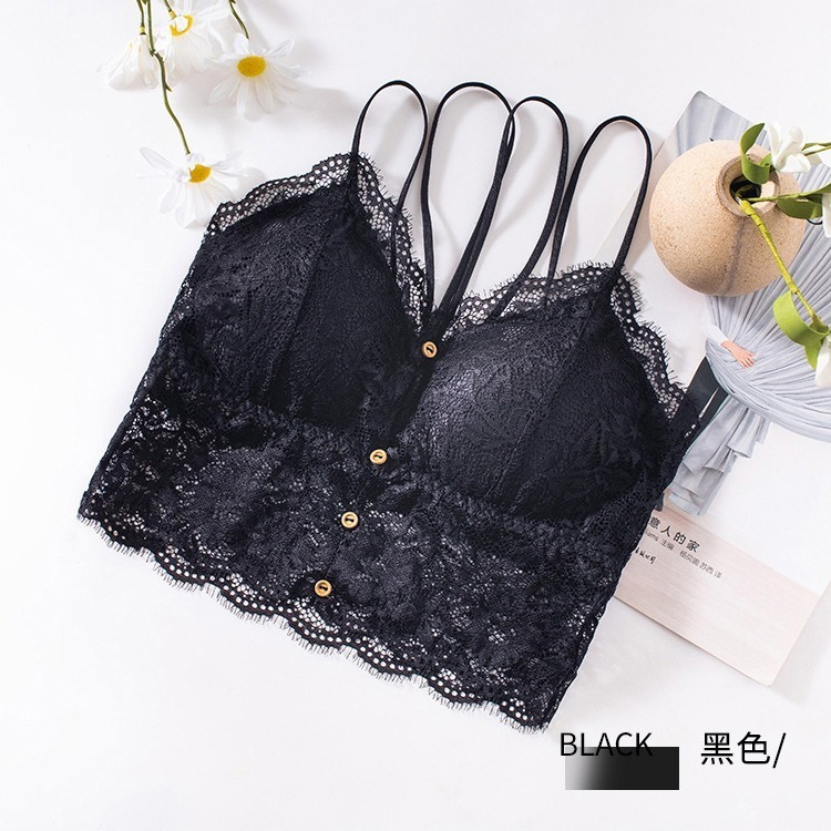 【JDUDS】法式蕾絲 性感繞頸雙細肩帶Bar背心 蕾細肩帶背心  鈕扣設計感 鈕扣設計感 舒適涼感露背打底小可愛-細節圖2