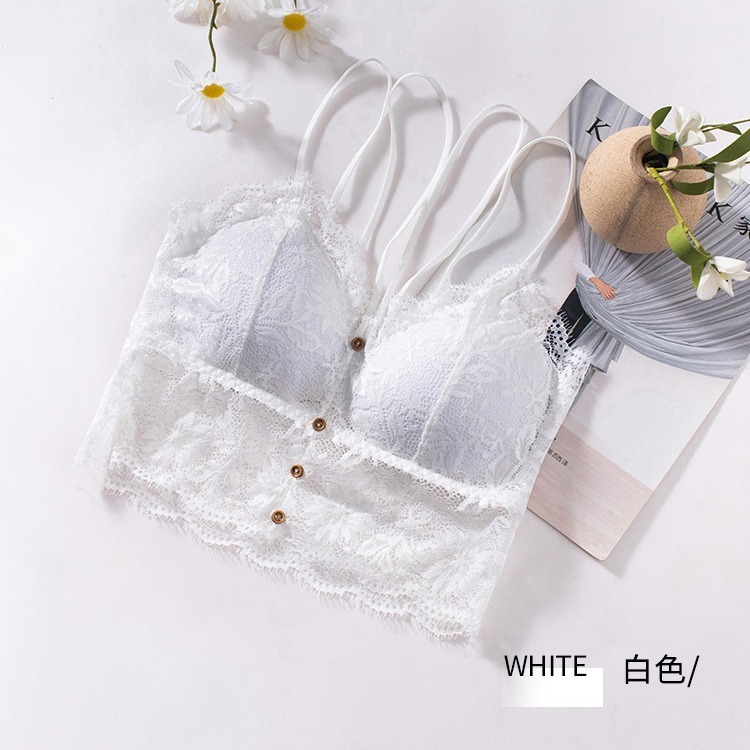 【JDUDS】法式蕾絲 性感繞頸雙細肩帶Bar背心 蕾細肩帶背心  鈕扣設計感 鈕扣設計感 舒適涼感露背打底小可愛-細節圖3