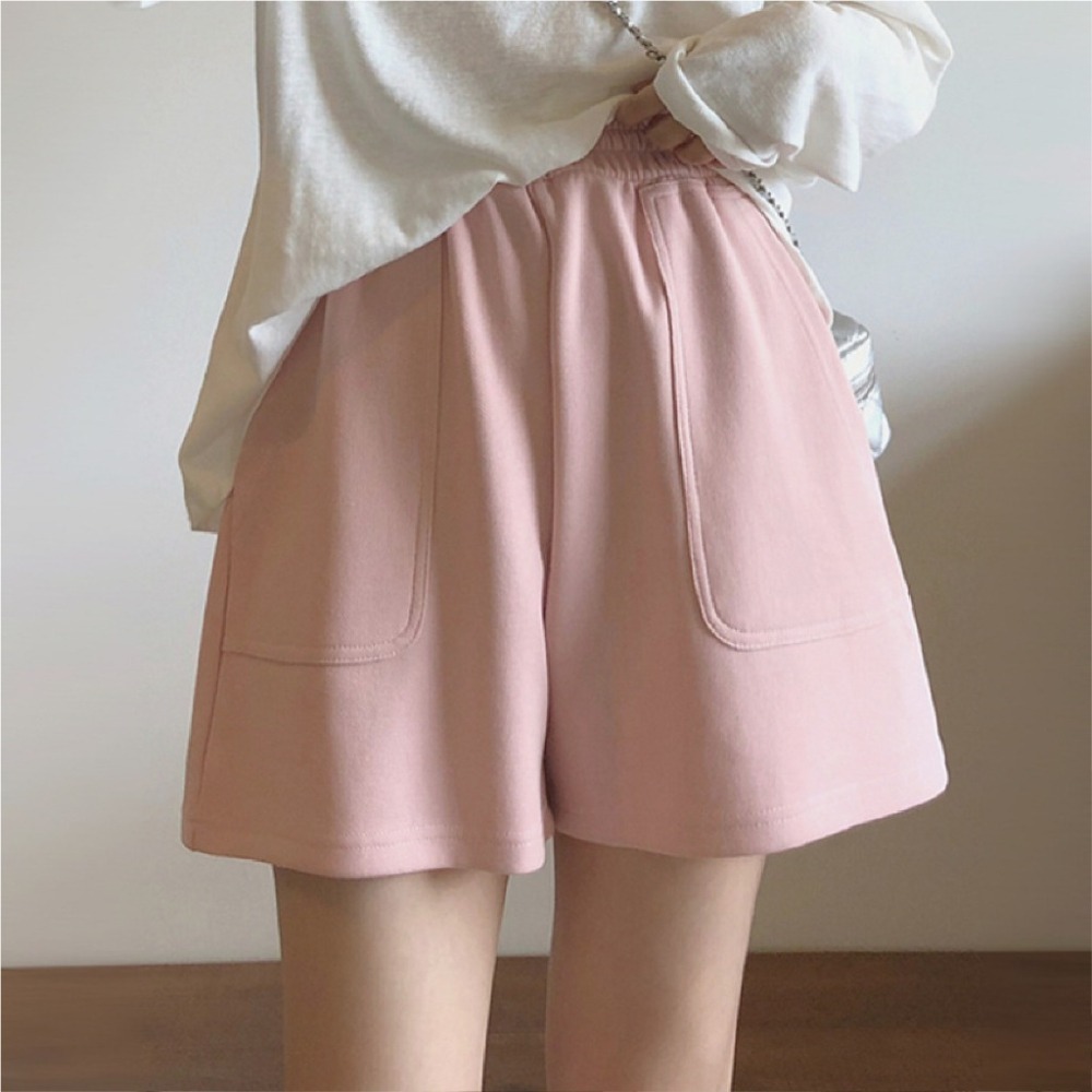 【JDUDS】 絲滑空氣層感 居家闊腿短褲 高腰寬鬆休閒清涼短褲薄款 運動短褲-細節圖4