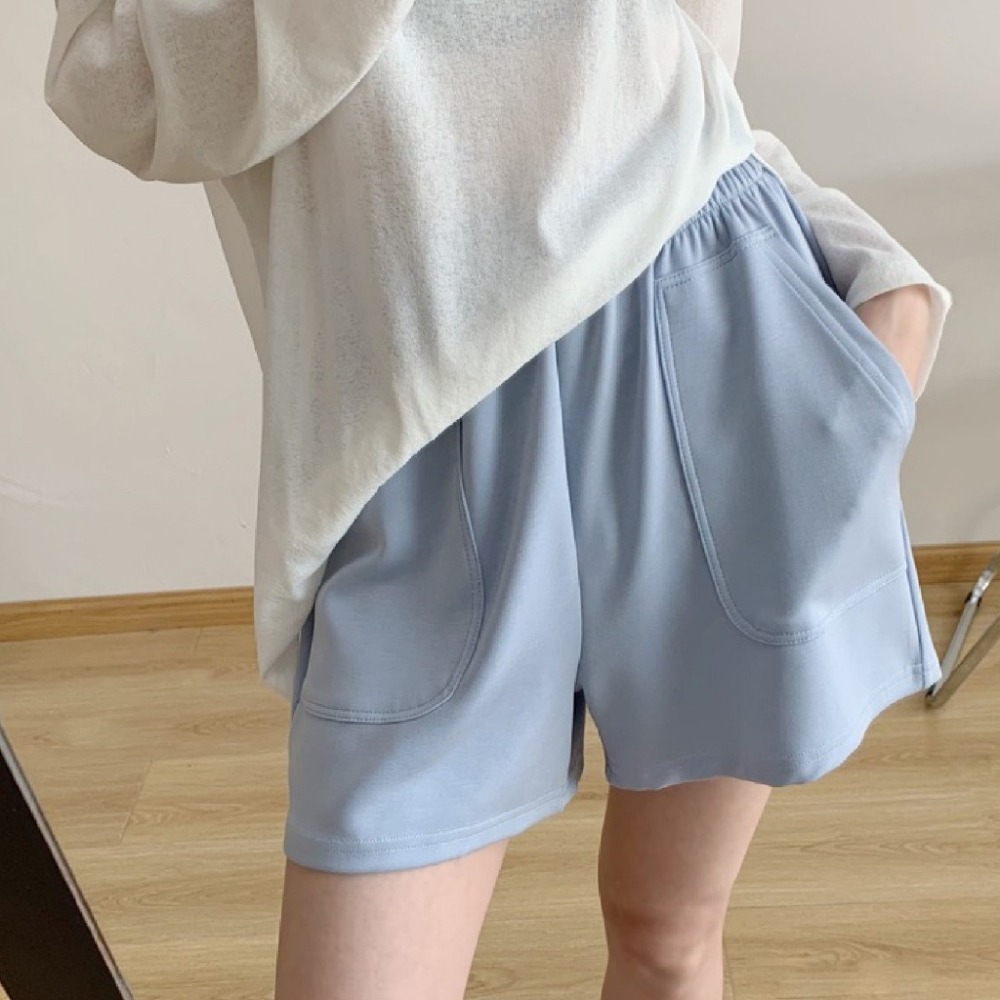 【JDUDS】 絲滑空氣層感 居家闊腿短褲 高腰寬鬆休閒清涼短褲薄款 運動短褲-細節圖5