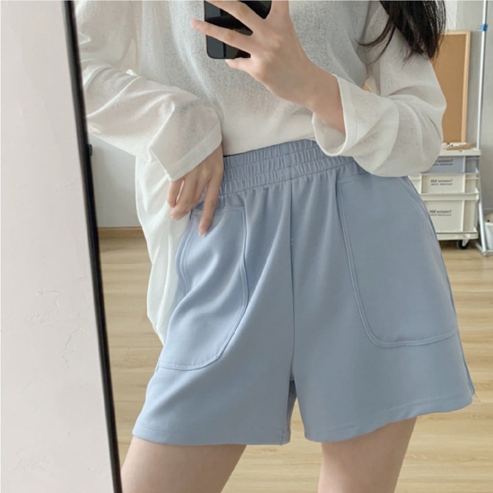 【JDUDS】 絲滑空氣層感 居家闊腿短褲 高腰寬鬆休閒清涼短褲薄款 運動短褲-細節圖7