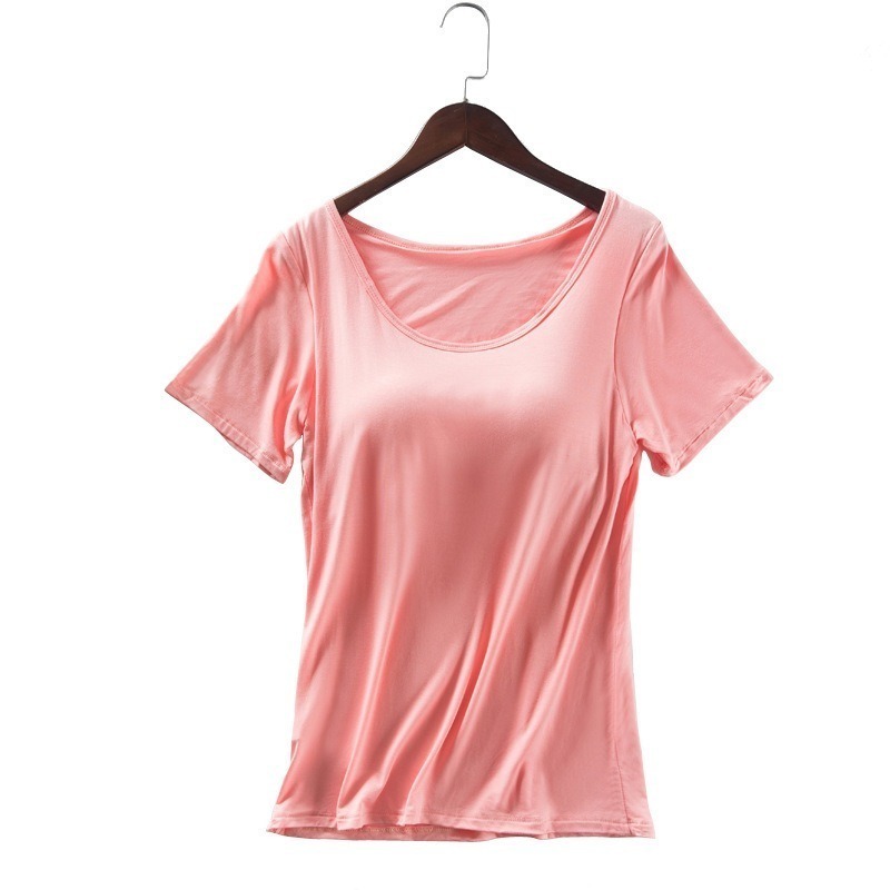 【JDUDS】女無鋼圈免穿胸罩墊罩杯一體Bar-T桖背心短袖半袖瑜伽運動內衣 罩杯上衣-規格圖8