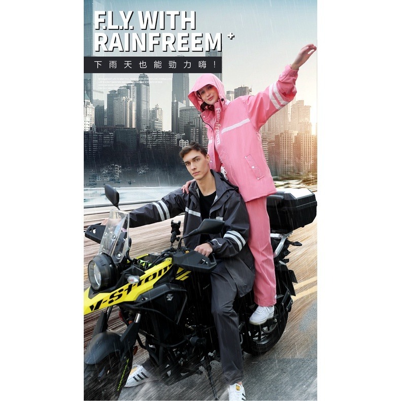 【JDUDS】雙層潮流雨衣 兩件式雨衣 情侶雨衣 雨具 機車雨衣 機車雨衣二件式 加厚反光 摩托車雨衣 【JDUDS】-細節圖2