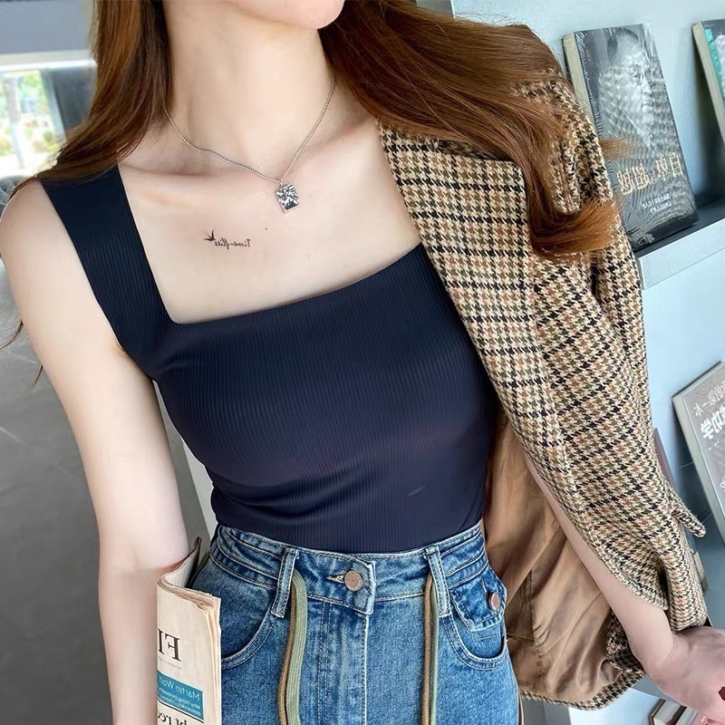 【JDUDS】女款方領無痕Bra背心 一體成型胸罩背心 性感無痕背心 無痕寬肩背心-細節圖2