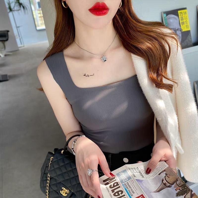 【JDUDS】女款方領無痕Bra背心 一體成型胸罩背心 性感無痕背心 無痕寬肩背心-細節圖3