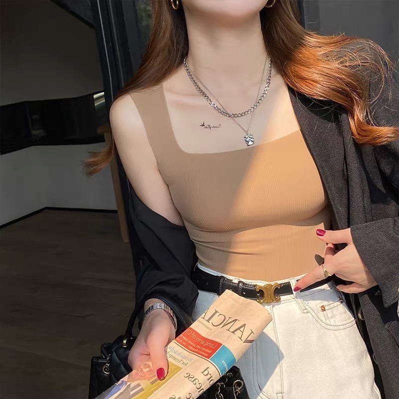 【JDUDS】女款方領無痕Bra背心 一體成型胸罩背心 性感無痕背心 無痕寬肩背心-細節圖5