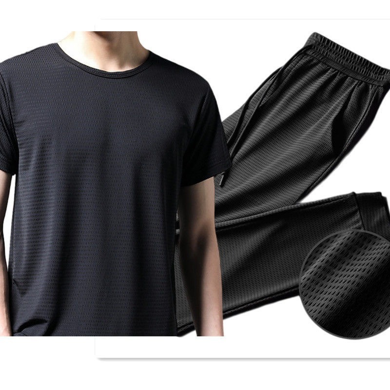 【JDUDS】冰絲涼感 夏季輕薄款網眼透氣休閒長褲 工作褲  縮口九分褲-細節圖3