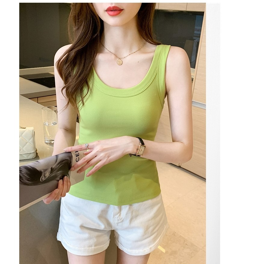 【JDUDS】可愛糖果色潮流ins修身顯瘦背心 糖果色背心 無袖上衣 女生背心 女內搭-細節圖2