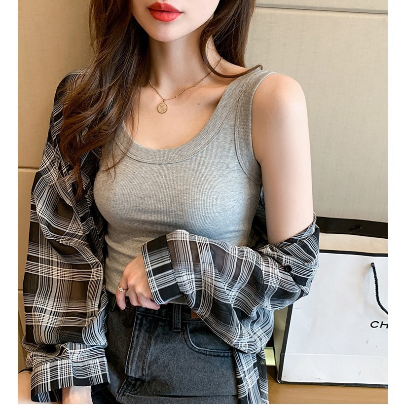 【JDUDS】可愛糖果色潮流ins修身顯瘦背心 糖果色背心 無袖上衣 女生背心 女內搭-細節圖3