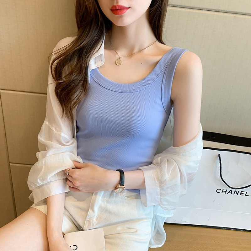 【JDUDS】可愛糖果色潮流ins修身顯瘦背心 糖果色背心 無袖上衣 女生背心 女內搭-規格圖7