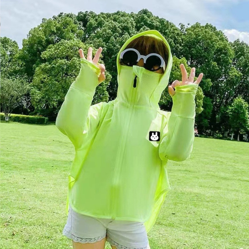 【JDUDS】 男女兒童冰絲防曬衣小兔子防曬服超薄透氣防紫外線超薄外套 小兔標防曬外套-細節圖5