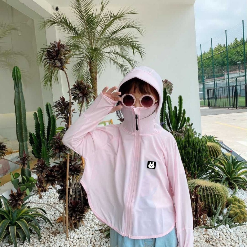 【JDUDS】 男女兒童冰絲防曬衣小兔子防曬服超薄透氣防紫外線超薄外套 小兔標防曬外套-細節圖6